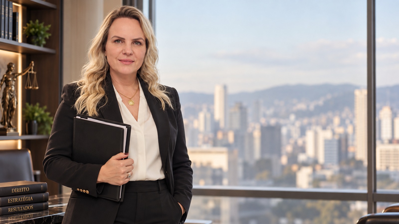 Dra. Geliane em atendimento consultivo com notebook